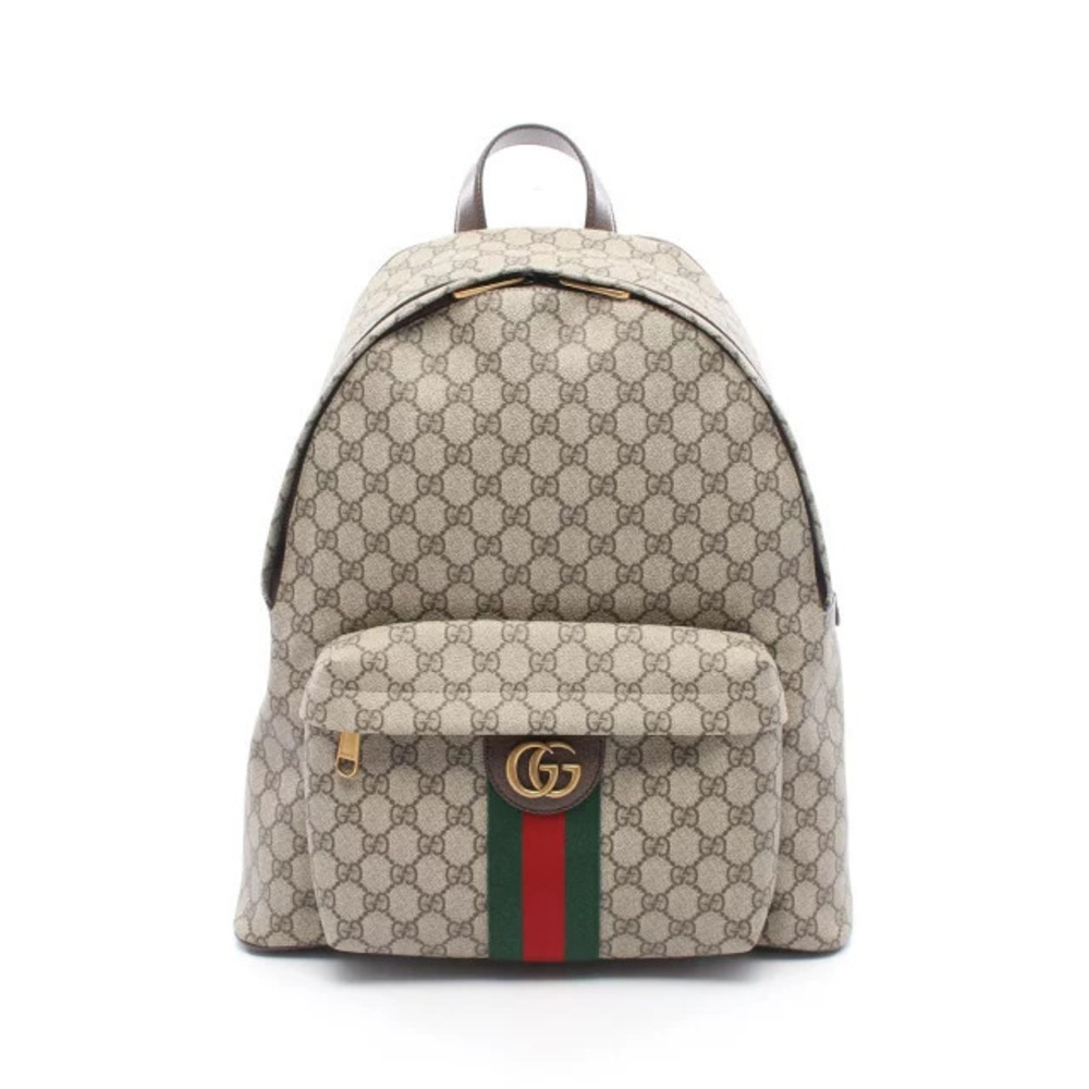 Gucci Ophidia GG Supreme Backpack Canvas Leather Beige Brown Multicolor